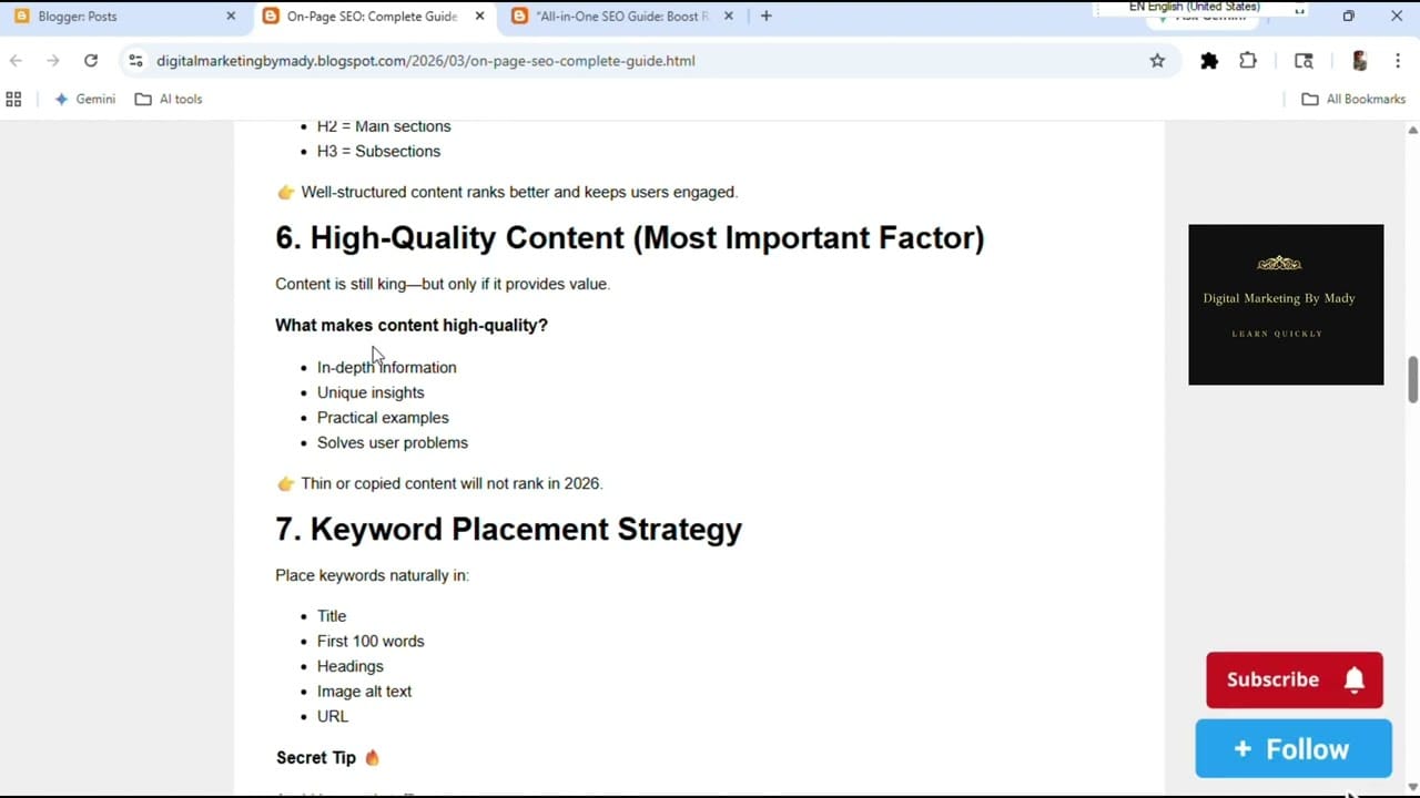 On-Page SEO Full Guide 2026 🚀 | Boost Website Rankings Fast (Beginner to Advanced)