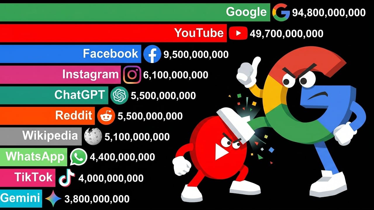 Most Popular Website 1990-2026